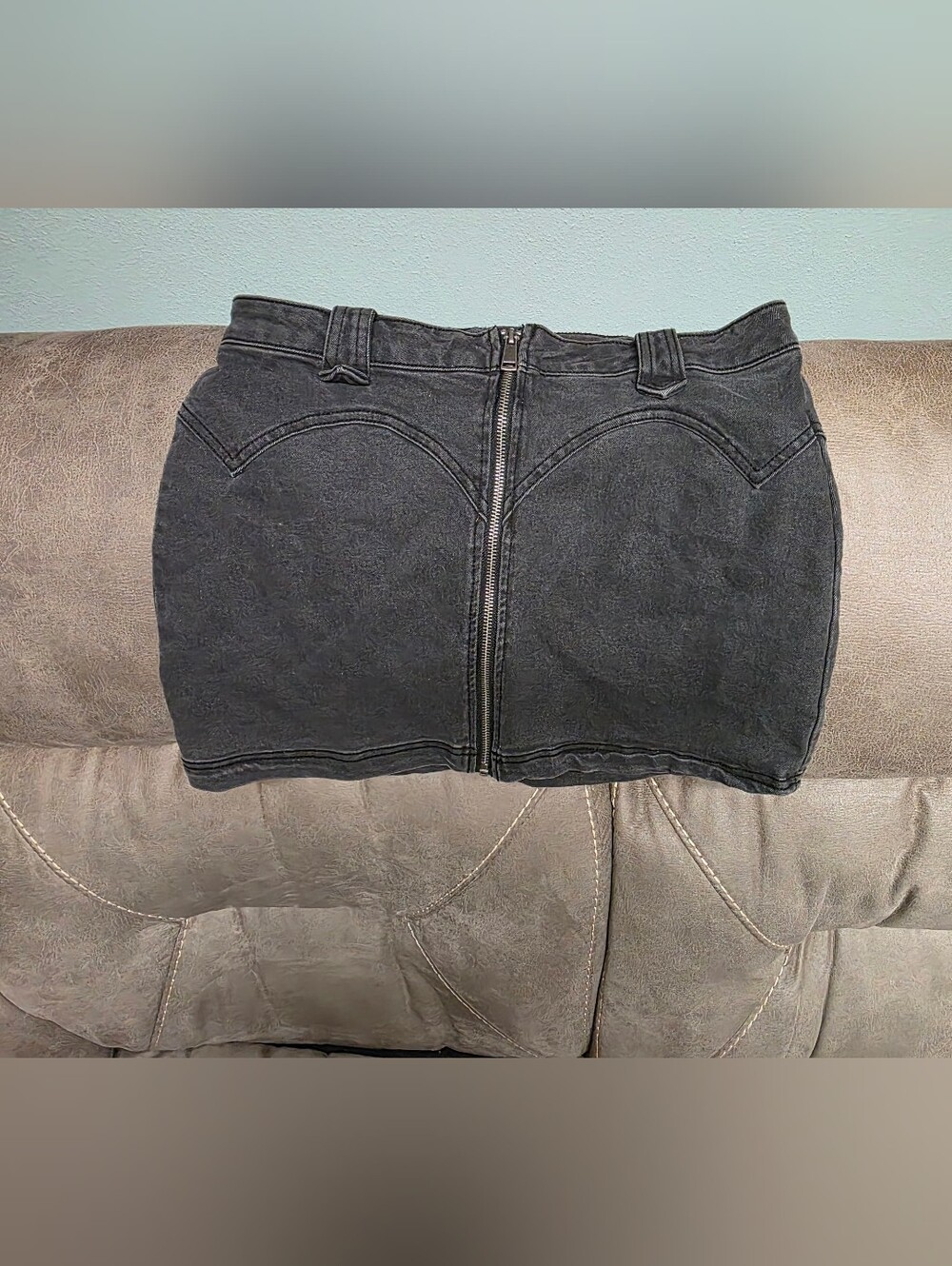 No Boundaries Black Acid Wash Denim Mini Skirt Size 13